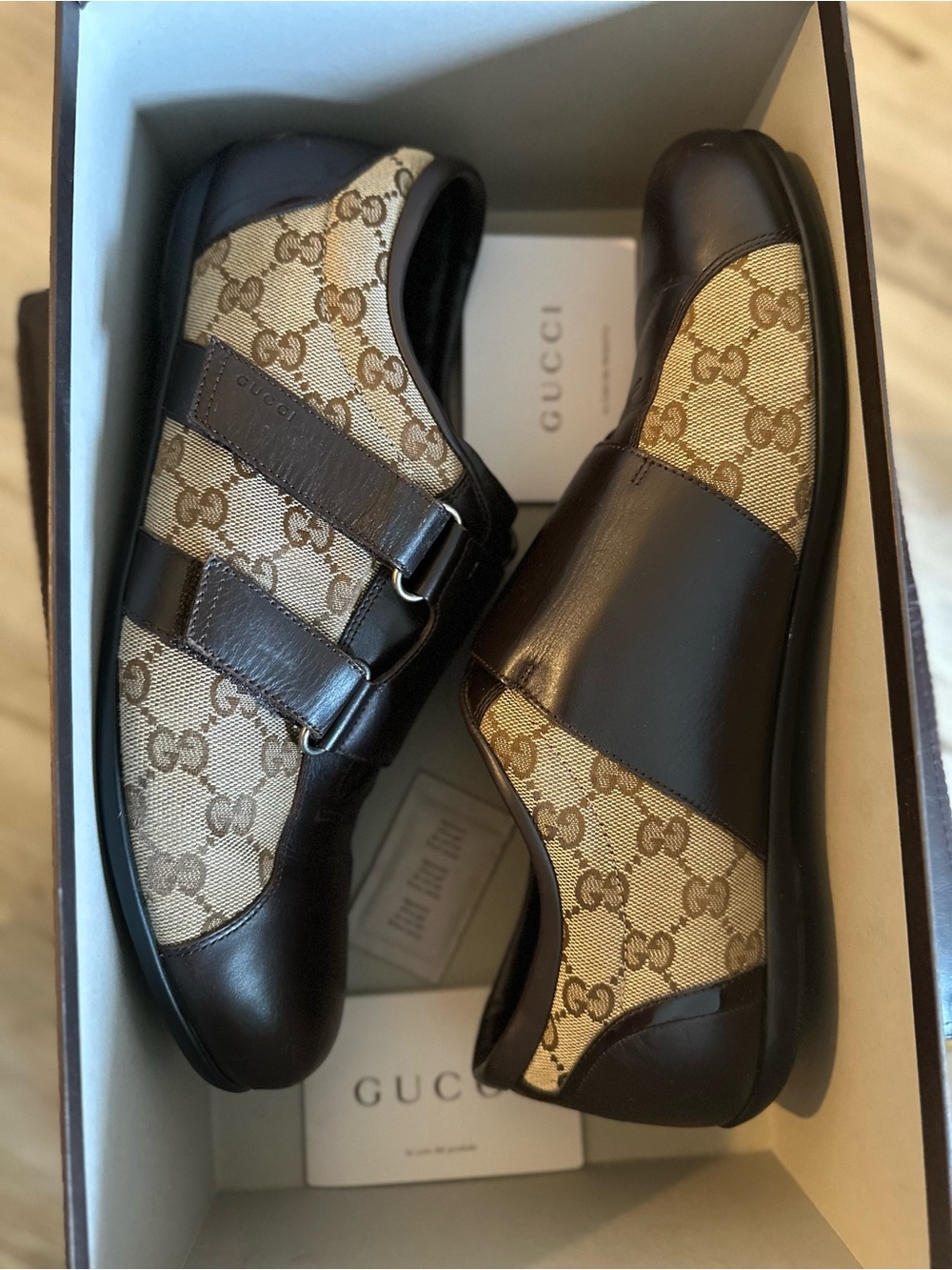Gucci Brown and Beige Monogram Sneakers - Picture 15 of 15